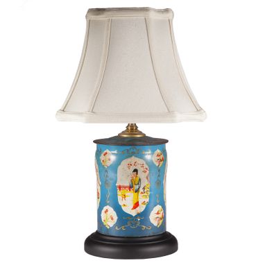 Custom Made Vintage Turquoise Blue Asian Caddy Lamp