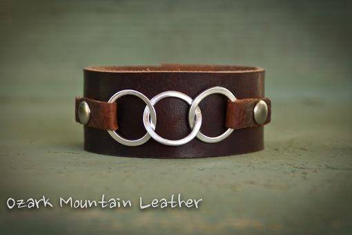 Custom Made Leather And Sterling Cuff Bracelet For Man Or Woman