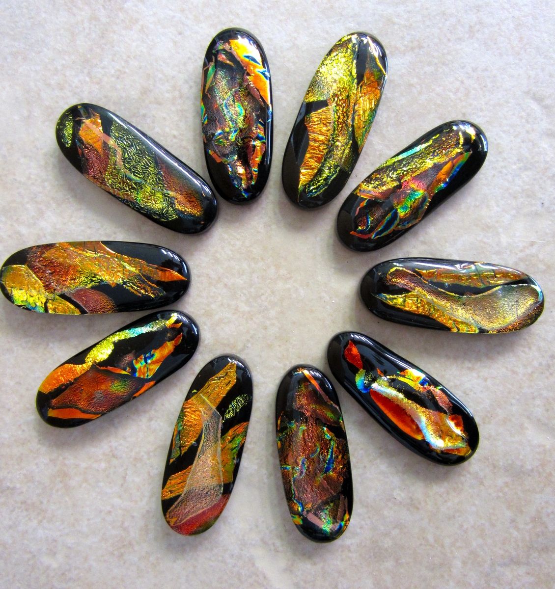 Hand Made Pins Divine Flame By Caron Art Glass