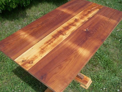 Custom Made Reclaimed Heart Pine Pedestal Table