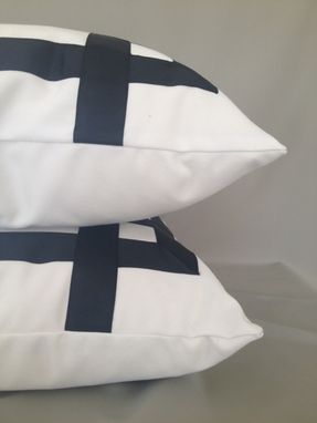 Custom Made Black And White Ribbon Embellishment Pillow Cover