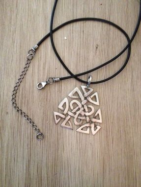Custom Made Irish Celtic Knot Pendant In Sterling Silver With Leather Cord