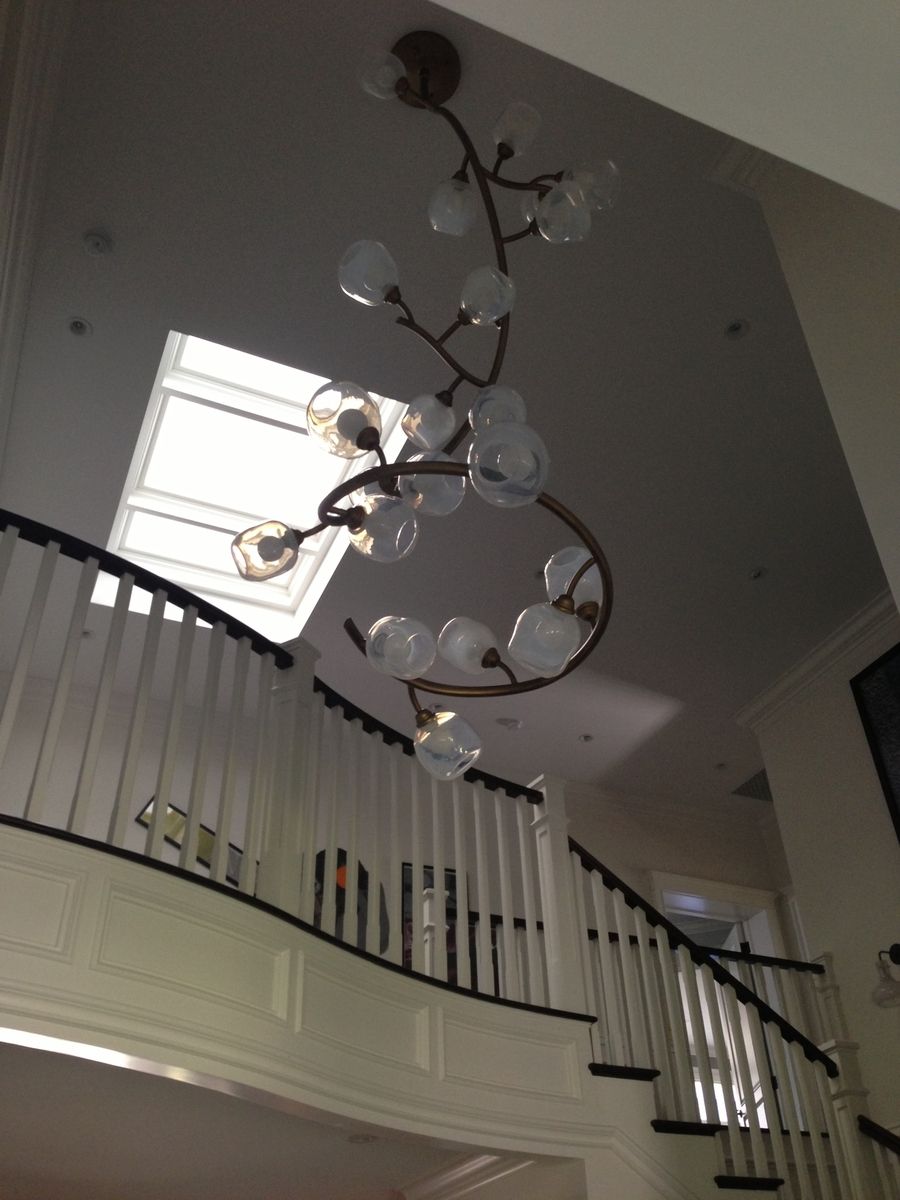 Hand Crafted Custom Chandelier Hand Blown Glass And Steel by Providence Art Glass