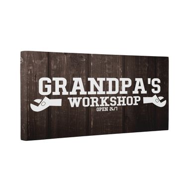 Custom Made Modern Grandpas Workshop Canvas Wall Art