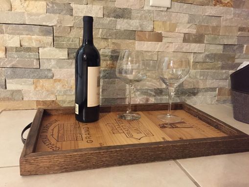 Custom Made French Wine Crate Panels Originals & White Oak Handmade Serving Tray