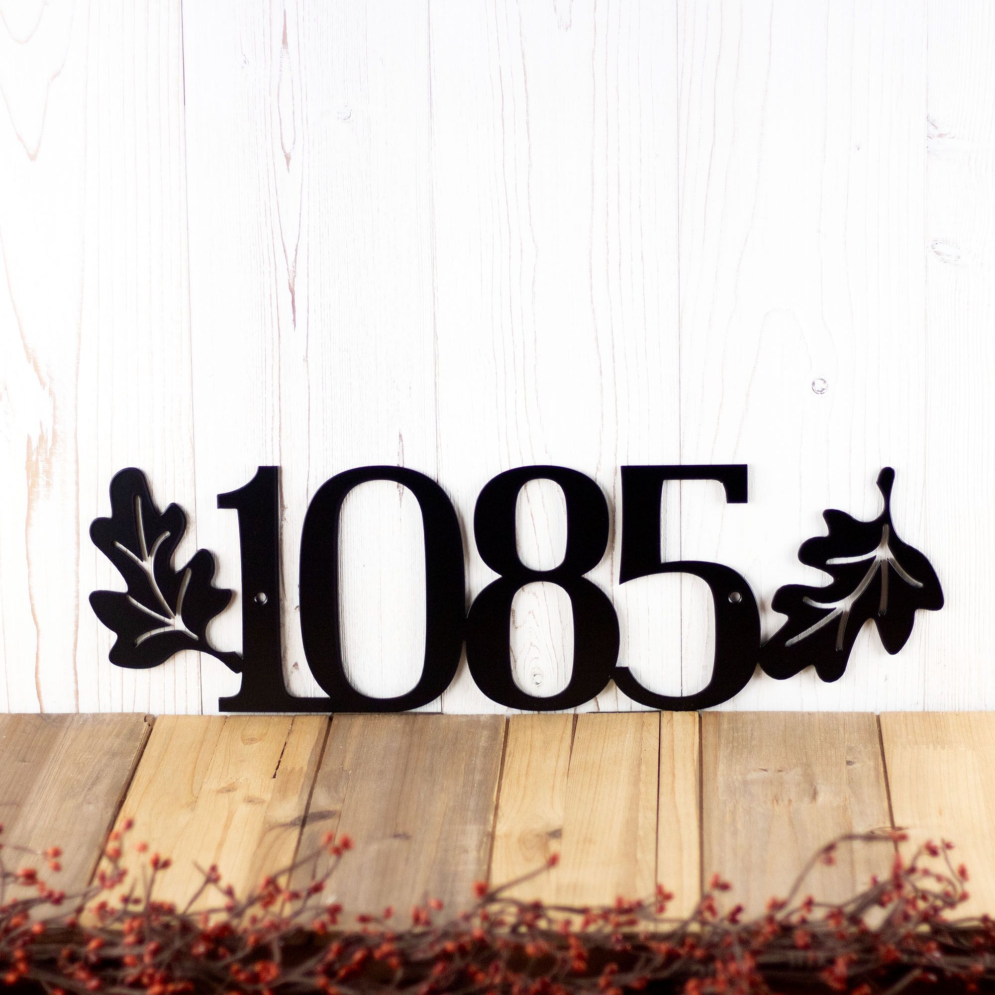 Buy Hand Made House Number Plaque With Oak Leaves, Metal House Numbers, Custom Metal Sign