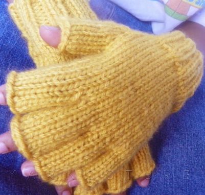 Custom Made Ergonomically Correct Half Fingered Mitts / Fingerless Gloves - In Mustard / Fall Winter Fashion