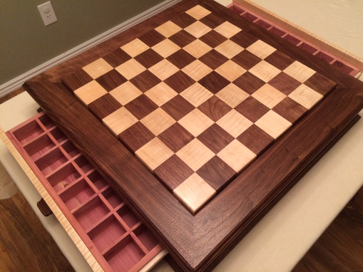 Custom Made Wooden Chess Board With Drawers