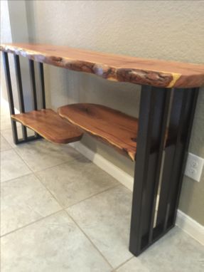 Custom Made Console Table,Sofa Table,Entryway,Live Edge Furniture,Mesquite,Steel Base,Reclaimed