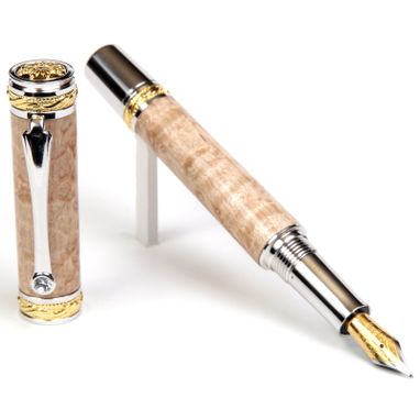 Custom Made Lanier Majestic Fountain Pen - Birds Eye Maple Burl - Mf1w04