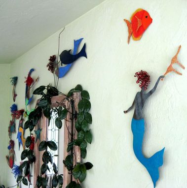 Custom Made Handmade Upcycled Metal Mermaid Wall Art Sculpture