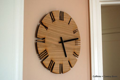 Custom Made Home Wall Decor - Wall Clock: Roman White Oak