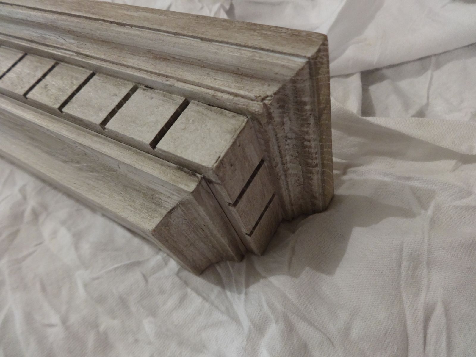 Buy Custom Distressed Floating Wall Shelf In Aged White, made to order from C3WoodWerks