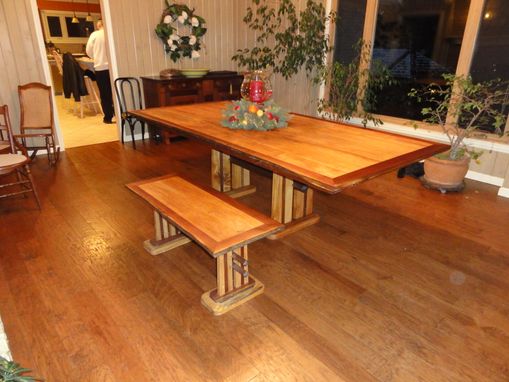 Custom Made Reclaimed Lumber Dining Table W/ Matching Bench