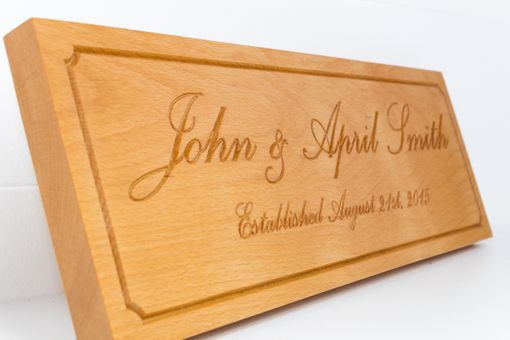 Custom Made Couple Established Sign On Beech Wood