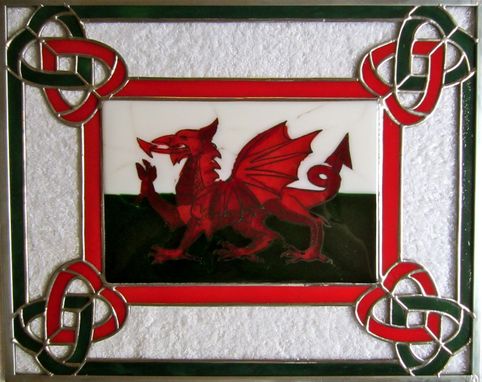 Custom Made Fused Glass And Stained Glass Panel- Cymru Am Byth (Wales Forever)