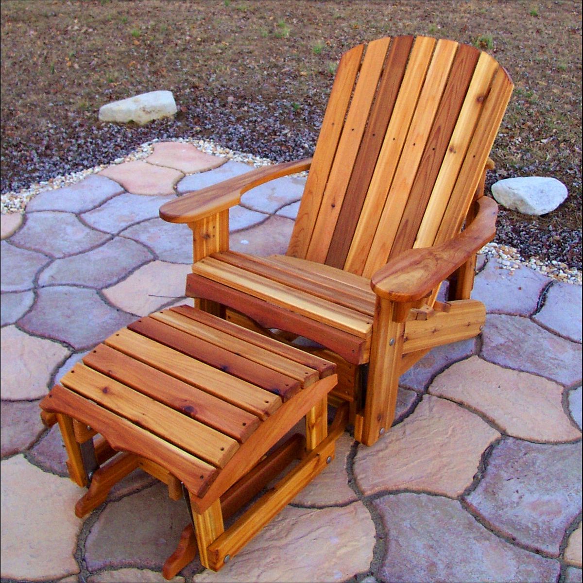 Hand Crafted Western Red Cedar Wide Adirondack Glider With Gliding