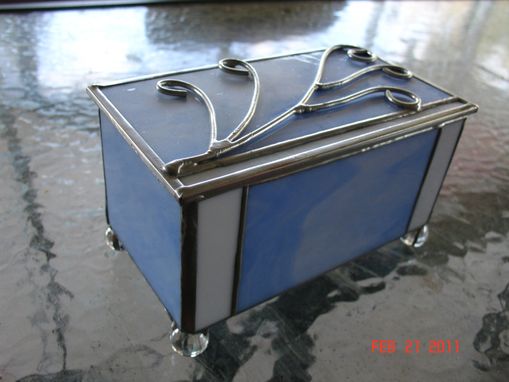 Custom Made Stained Glass Box In Light Blue & White