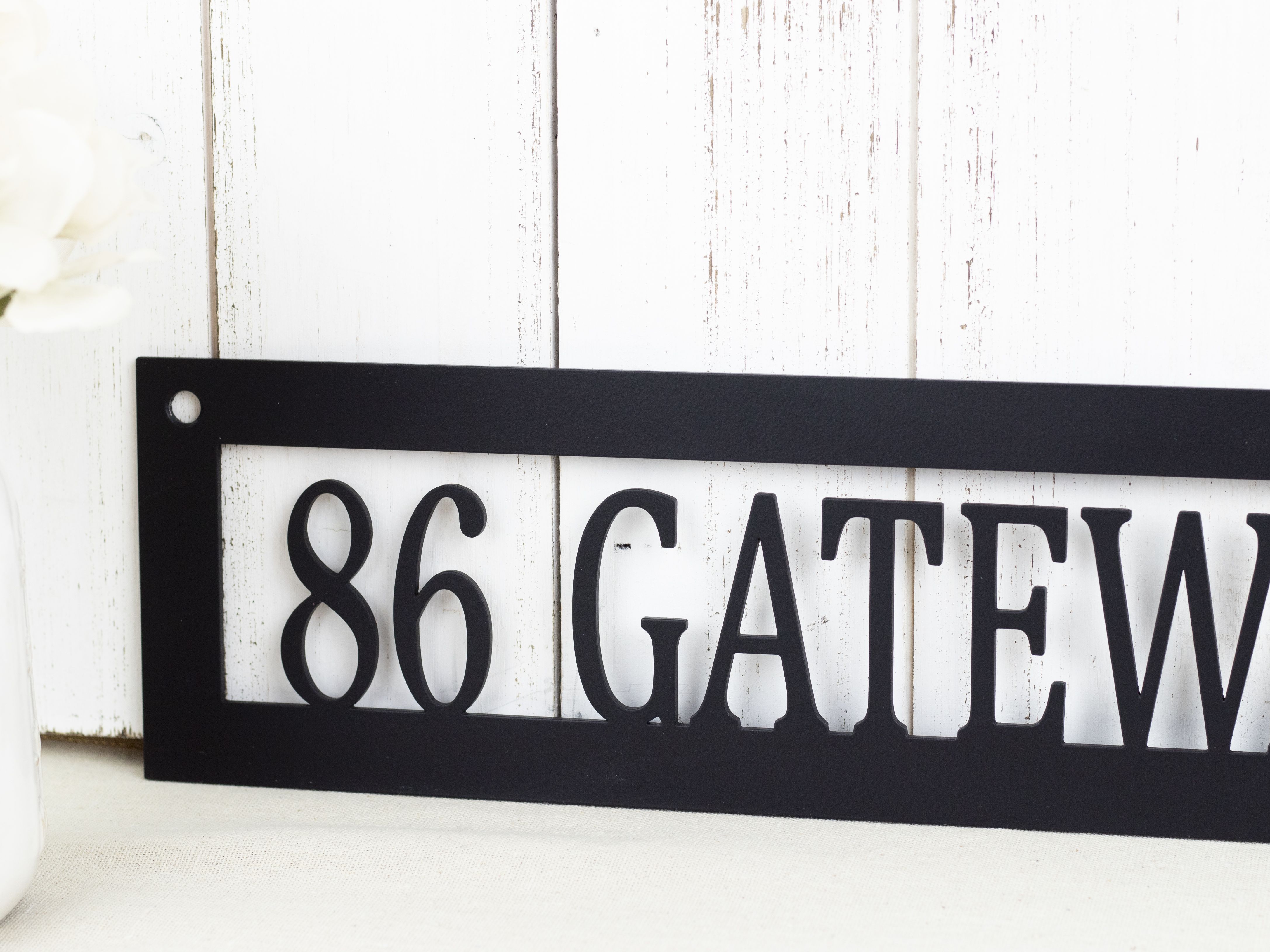 Buy Custom Made Address Metal Sign, Hanging, made to order from Refined Inspirations, Inc