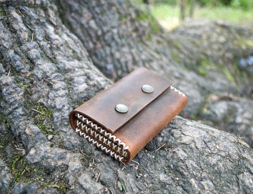 Custom Made Front Pocket Leather Wallet, Brown Minimalist Wallet