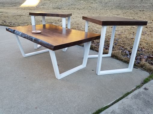 Custom Made Live Edge Walnut Living Room Tables