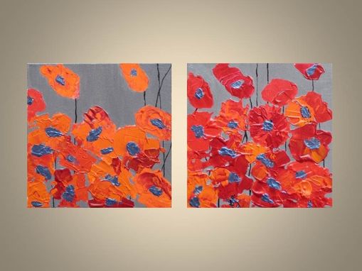 Custom Made Orange Poppy Print Valentines Day- Fine Art 8"X8" Orange Red Poppy Flowers
