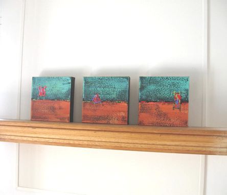 Custom Made Turquoise Acrylic Abstract Paintings Original Triptych On Canvas Sale