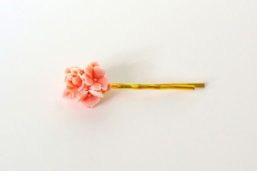 Custom Made Hairpin With Coral Bouquet Cabochon