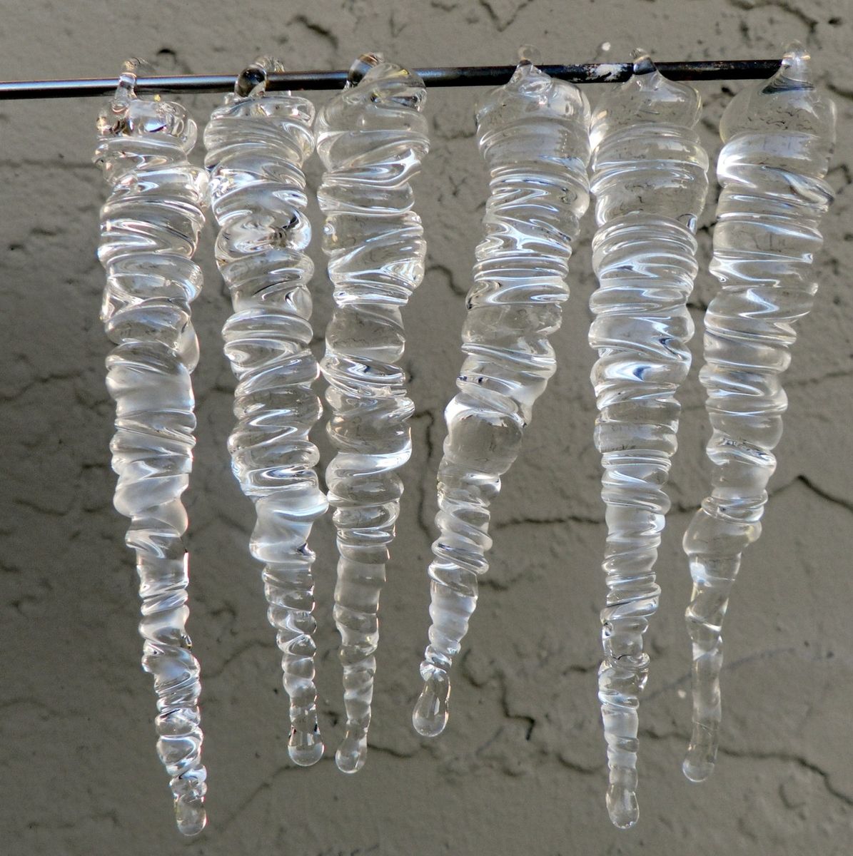 Hand Made HandBlown Clear Glass Icicle Holiday Ornament by Untamed