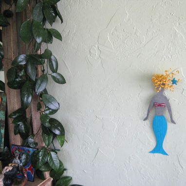 Custom Made Mermaid Wall Art Decor - Bebe - Recycled Metal Wall Hanging Blonde