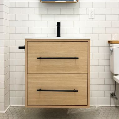 Custom Made Natural Rift White Oak Bathroom Vanity