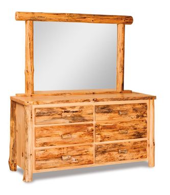 Custom Made American Made Rustic Pine Log Six Drawer Dresser
