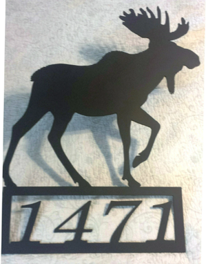 Custom Made Custom Personalized Metal Address Sign With Moose