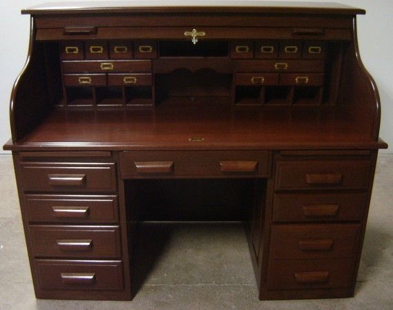 Hand Made New Solid Walnut Wood Roll Top Office Home Desk With