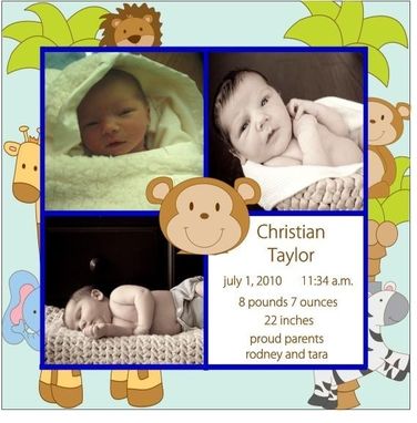 Custom Made 50 Jungle Themed Photo Birth Announcements Customizable To Your Theme