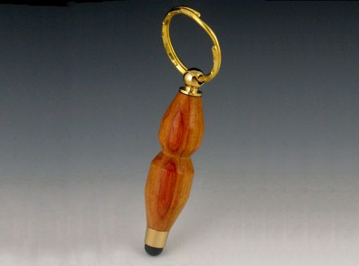 Custom Made Touch Stylus Keyring, Exotic Wood Body, Five Available Colors For Stylus Tip