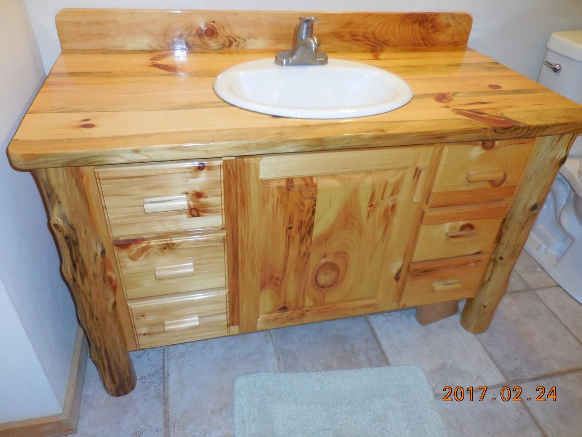 Knotty Pine Cabin Bathroom Vanity