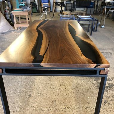 Custom Made Walnut & Grey Resin Desk