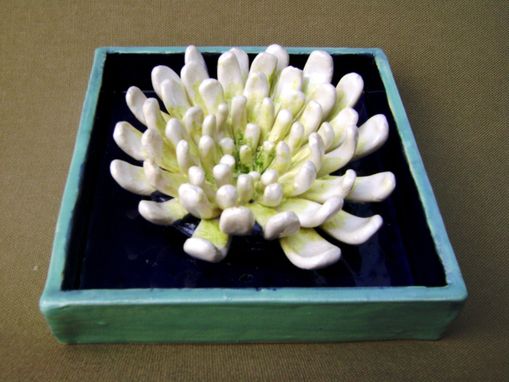 Custom Made Ceramic Mum Flower Shadow Box Wall Hanging