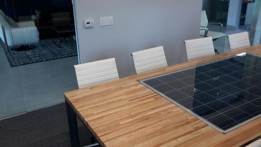 Custom Made Custom Maple Butcher Block Conference Table With Solar Panel Inlay.