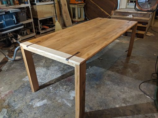 Custom Made Solid Maple Dining Table With Walnut Inlay