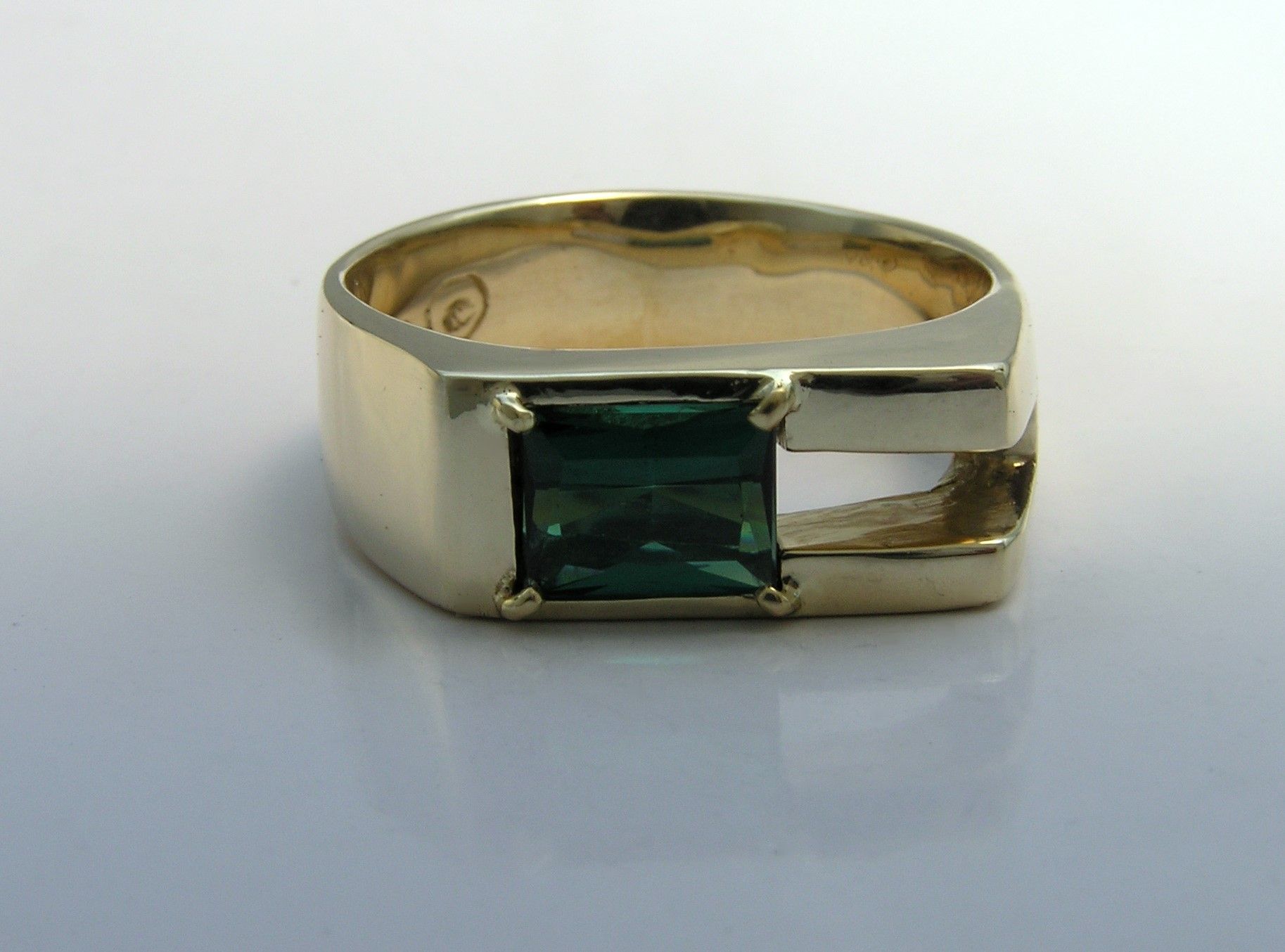 Buy a Custom Stunning Man's Ring - Blue Green Tourmaline In 14k Gold ...