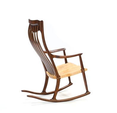 Custom Made Jos. Lamerton Rocking Chair (Walnut With Maple Accents Ebony Pins)
