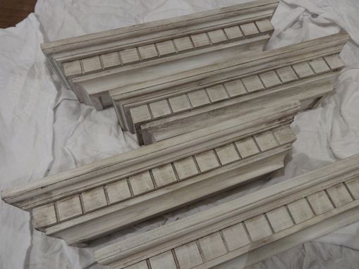 Custom Made Distressed Floating Wall Shelf In Aged White