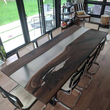 Custom Made Epoxy And Wood Dining Or Conference Table