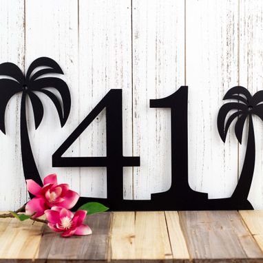 Custom Made Palm Tree House Number Metal Sign, Outdoor Sign, Address Sign, Address Plaque, Metal House Number