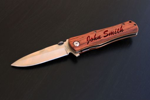 Custom Made Custom Engraved Pocket Knife, Wood Handle Engraved Pocket Knife --Pk-Wood- John Smith