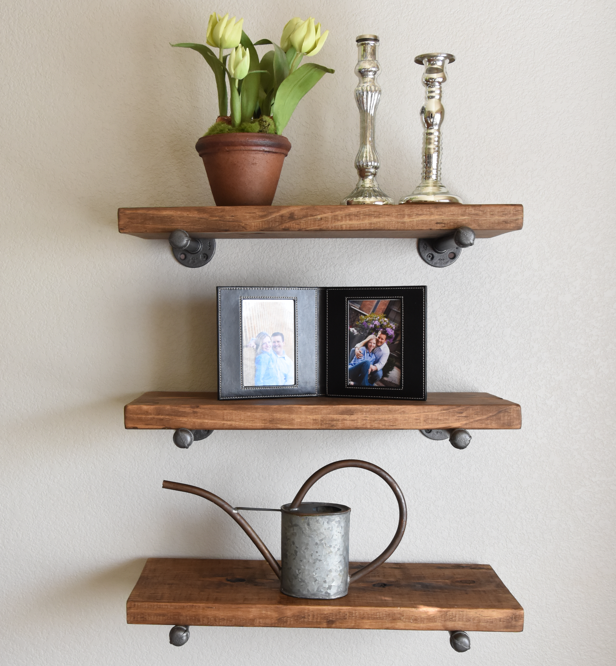 One Floating Shelf, Rustic Wall Shelf, Wood and Pipe Shelf, Open