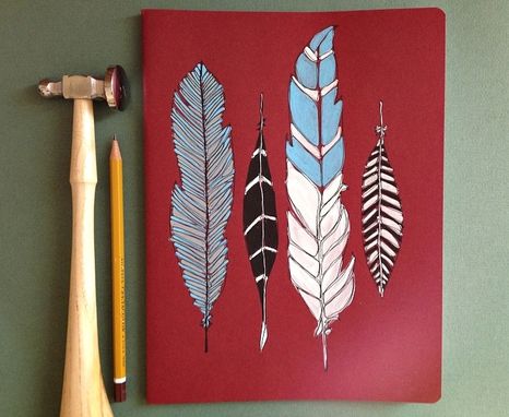 Custom Made Hand Illustrated Feather Notebook