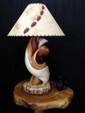 Custom Made Twisted Juniper Wood Table Lamp, Rustic Home Decor